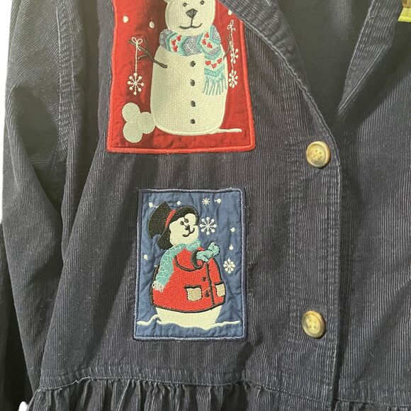 Christopher Banks Christmas Dress Womens SZ 6 Blue Corduroy Modest Shirt Dress - Picture 4 of 16